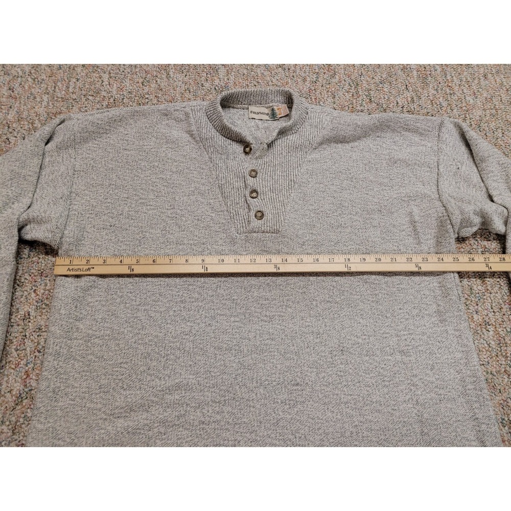 Fieldmaster Henley Sweater Mens 2XL Gray Vintage Cotton Knit Made in USA 90s - Picture 12 of 16